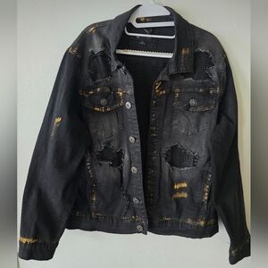 Waimea Black Denim Jacket With Gold Accents NWOT